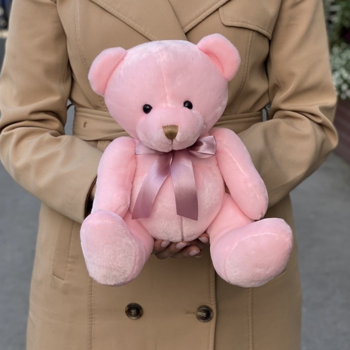 Мишка розовый с бантом